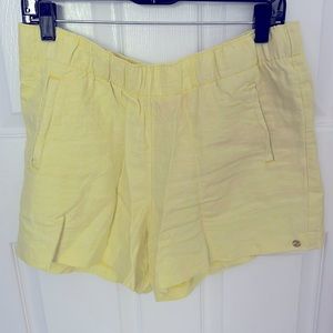 Womens Lilly Pulitzer Linen Yellow Shorts size Large